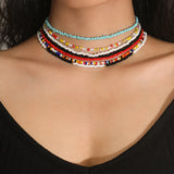 Colorful Beads Choker Necklace for Women Rainbow Beaded Chain Around the Neck