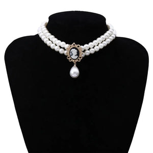 Layered Short Pearl Choker Necklace for Women Beads Necklace Wedding Jewelry