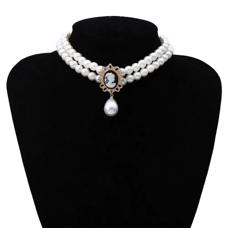 Layered Short Pearl Choker Necklace for Women Beads Necklace Wedding Jewelry