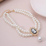 Layered Short Pearl Choker Necklace for Women Beads Necklace Wedding Jewelry