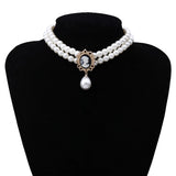 Layered Short Pearl Choker Necklace for Women Beads Necklace Wedding Jewelry