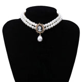 Layered Short Pearl Choker Necklace for Women Beads Necklace Wedding Jewelry