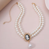 Layered Short Pearl Choker Necklace for Women Beads Necklace Wedding Jewelry