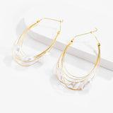 Pearls Big Hoop Earrings Layered Large Circle Earrings Jewelry