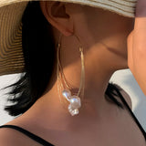Pearls Big Hoop Earrings Layered Large Circle Earrings Jewelry