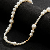 Punk Asymmetry Beaded Pearl Choker Necklace Women/Men
