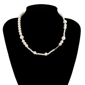 Punk Asymmetry Beaded Pearl Choker Necklace Women/Men