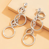 Circle Link Chain Earrings for Women Hiphop Statement Large Drop Earrings
