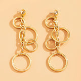 Circle Link Chain Earrings for Women Hiphop Statement Large Drop Earrings