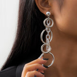 Circle Link Chain Earrings for Women Hiphop Statement Large Drop Earrings