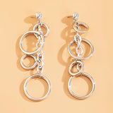 Circle Link Chain Earrings for Women Hiphop Statement Large Drop Earrings