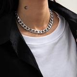 Chunky Cuban Link Chain Choker Necklace for Women/Men