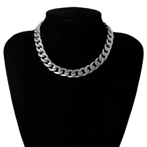 Chunky Cuban Link Chain Choker Necklace for Women/Men