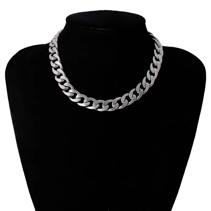 Chunky Cuban Link Chain Choker Necklace for Women/Men