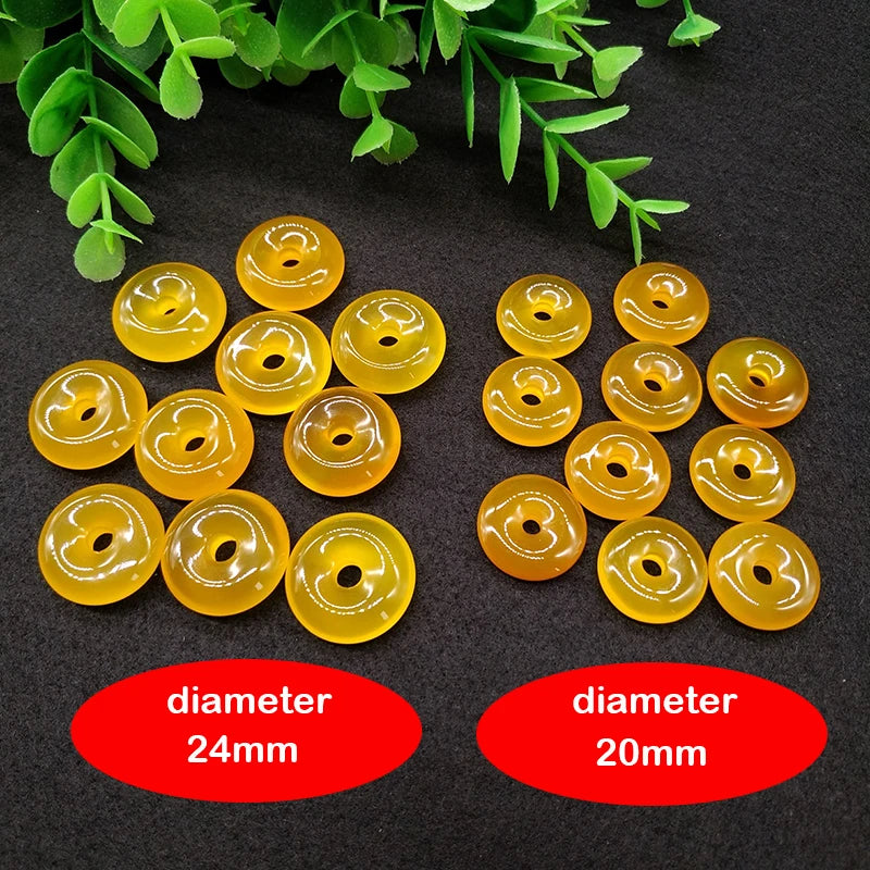 6PCS Yellow Agate Jewelry Safety Buckle Pendant Gem Jewelry