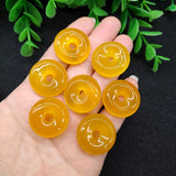 6PCS Yellow Agate Jewelry Safety Buckle Pendant Gem Jewelry