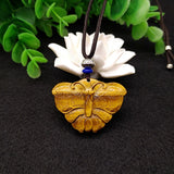 Tiger Eye Stone Butterfly Pendant Good Fortune Amulet