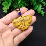 Tiger Eye Stone Butterfly Pendant Good Fortune Amulet