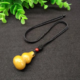 Yellow Jade Gourd Pendant Necklace for Men and Women