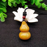 Yellow Jade Gourd Pendant Necklace for Men and Women