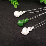 Green Jade Pendant Good Fortune Amulet Lucky Man Charms Jewelry