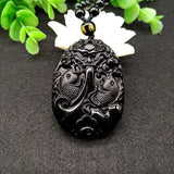 Twin Fish Dragon Necklace Pendant Gem Jewelry Men's Pendant With Chain
