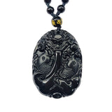 Twin Fish Dragon Necklace Pendant Gem Jewelry Men's Pendant With Chain