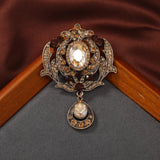 Vintage Crystal Pendatn Brooches Pins Baroque Coat Buckle