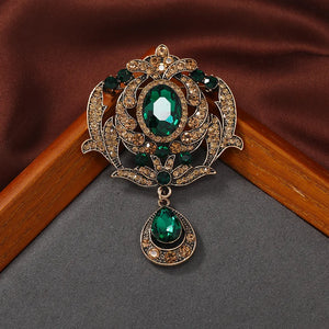 Vintage Crystal Pendatn Brooches Pins Baroque Coat Buckle
