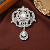 Vintage Crystal Pendatn Brooches Pins Baroque Coat Buckle