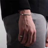 SHOUMAN 4MM Stainless Steel Cuff Bracelet DIY Laser Engraving Couple Bracelet