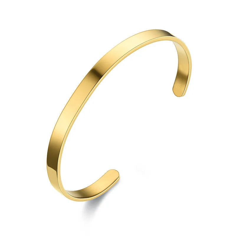 SHOUMAN 4MM Stainless Steel Cuff Bracelet DIY Laser Engraving Couple Bracelet