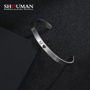 SHOUMAN 4MM Stainless Steel Cuff Bracelet DIY Laser Engraving Couple Bracelet