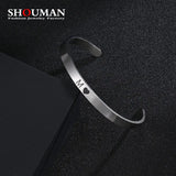 SHOUMAN 4MM Stainless Steel Cuff Bracelet DIY Laser Engraving Couple Bracelet