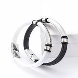 Custom Name Date Stainless Steel Rubber Bracelet