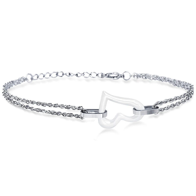 SHOUMAN High Heart Ceramic Stainless Steel Charm Bracelet