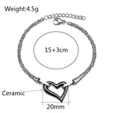 SHOUMAN High Heart Ceramic Stainless Steel Charm Bracelet