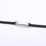 SHOUMAN Name Heart-shaped Stainless Steel Leather Men Bracelet