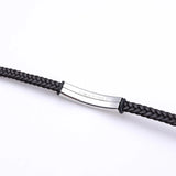 SHOUMAN Name Heart-shaped Stainless Steel Leather Men Bracelet