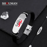 SHOUMAN Personalized Name ID Happy Father's Stainless Steel Men's Bracelet