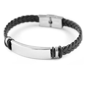Personalized Engrave Name Date Logo Braid Woven Leather Bracelet