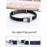 Personalized Engrave Name Date Logo Braid Woven Leather Bracelet