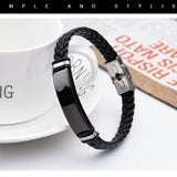 Personalized Engrave Name Date Logo Braid Woven Leather Bracelet
