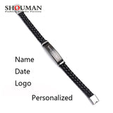 Personalized Engrave Name Date Logo Braid Woven Leather Bracelet