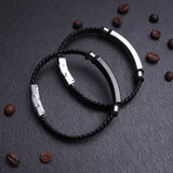 SHOUMAN Personalized Leather Bracelet Engraved Name Date Logo
