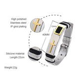 Adjustable Length Bracelet Stainless Steel Mesh Band Christ Cross Prayer Jewelry