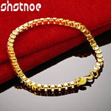 4mm Wide Box Chain Bracelets For Woman Men Charm Jewelry