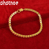 4mm Wide Box Chain Bracelets For Woman Men Charm Jewelry