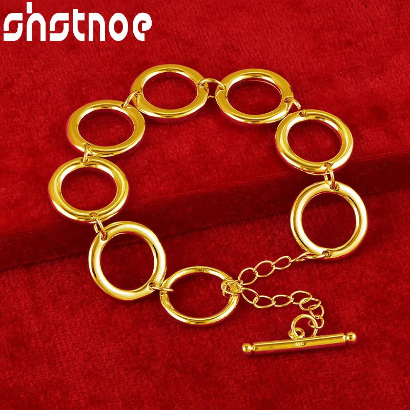 24K Circle Link Circle Bracelets For Woman Man Party Wedding Charm Jewelry