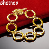 24K Circle Link Circle Bracelets For Woman Man Party Wedding Charm Jewelry